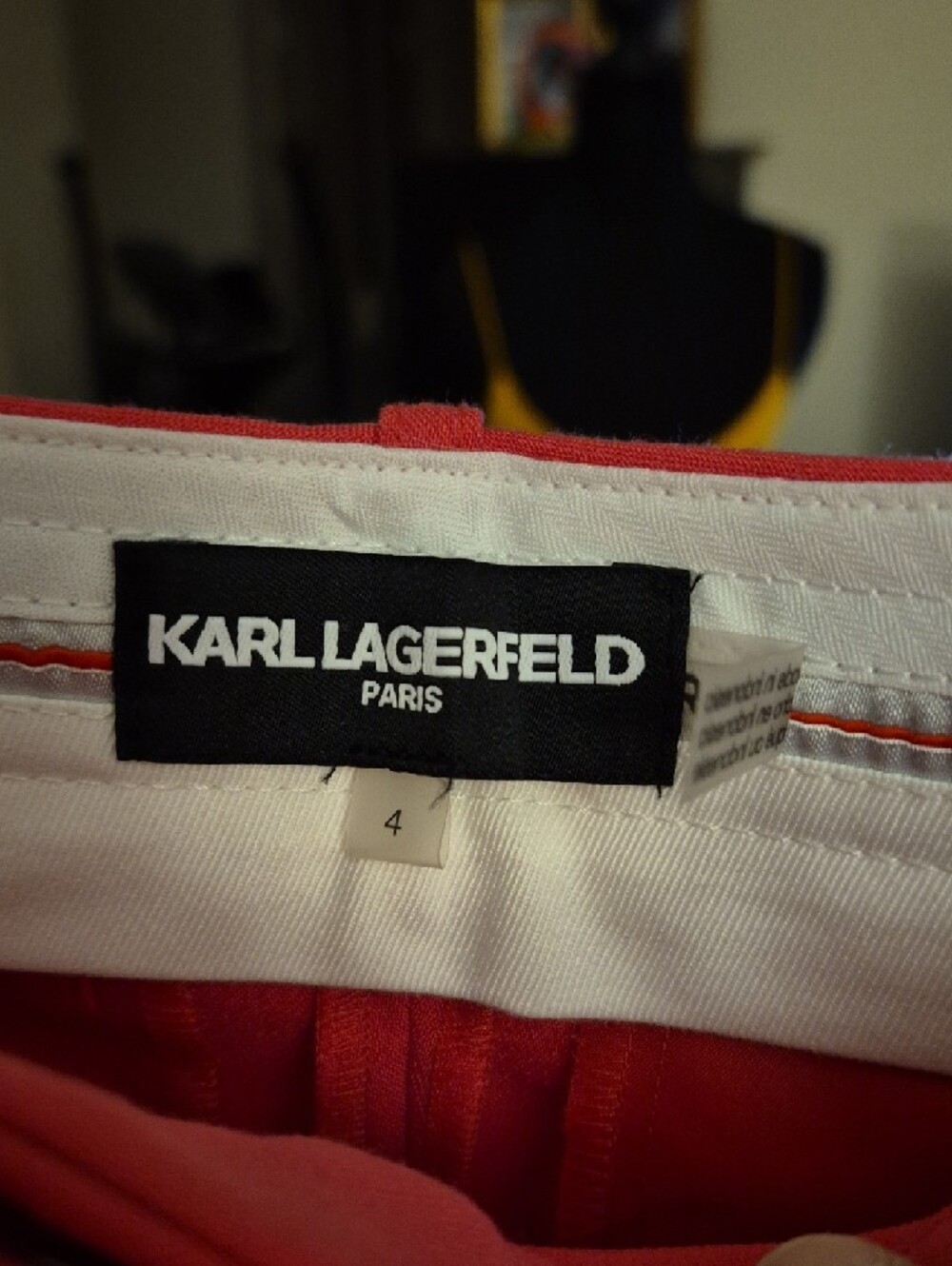 Karl Lagerfeld Mid-Rise Straight-Leg Dress Pants in Hot Pink - Picture 5 of 9